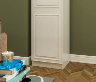 Шкаф-пенал Гранд / Ливерпуль СБ-3515 Дуб Приморский Белый/МДФ Классика Светлый