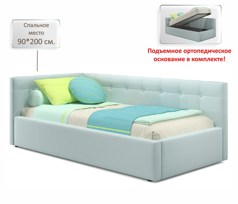 Мягкая кровать, Односпальная кровать-тахта Bonna 900 с подъемным механизмом и матрасом ГОСТ
