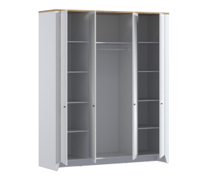 Шкаф 4х дверный Монтана СБ-3543 Белый Альпийский,Дуб Гамильтон/МДФ Дуб Белый