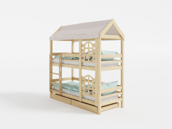 Двухъярусная кровать домик Бэби люкс 80х160