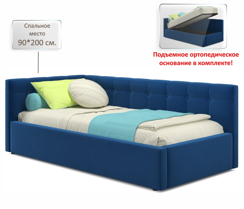 Мягкая кровать, Односпальная кровать-тахта Bonna 900 с подъемным механизмом и матрасом ГОСТ