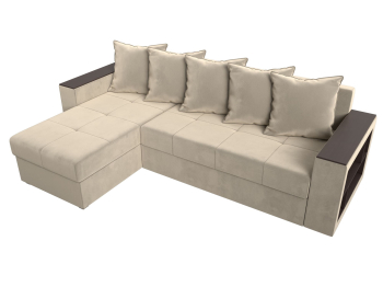 Диван угловой Дубай Лайт, микровельвет, левый угол