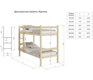 Двухъярусная кровать Мартина 80х160