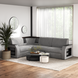 Угловой диван Ника-2, раскладной, с мдф столиком