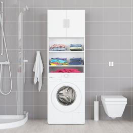Шкаф для стиральной машинки в ванную с полками и дверками РВК
