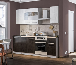 Кухонный гарнитур Элен Белый/Дуб Планк,Дуб Мажор/МетрополитанR5 1,7 м