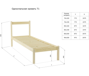 Кровать 900x2000