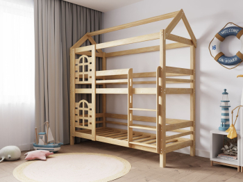 Двухъярусная кровать домик Бэби люкс 70х160