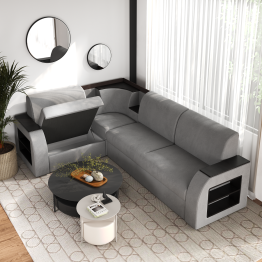 Угловой диван Ника-2, раскладной, с мдф столиком