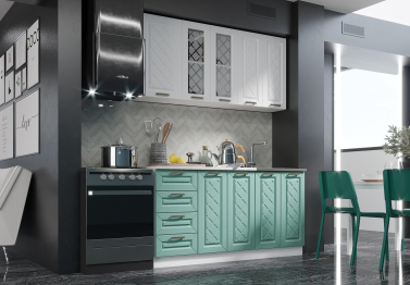 Кухня Агава 1,6 м Акация Белая/Мята МДФ