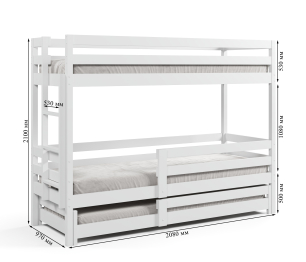 Кровать трехъярусная Ферст 1, 90*200, массив