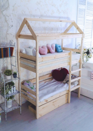 Двухъярусная кровать домик 70х160
