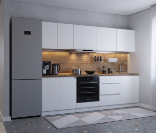 Кухонный гарнитур Леон прямой 260 см, белый