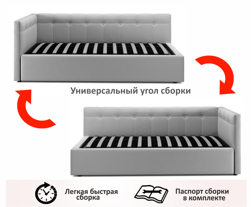 Мягкая кровать, Односпальная кровать-тахта Bonna 900 с подъемным механизмом и матрасом ГОСТ