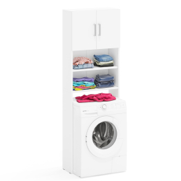 Шкаф для стиральной машинки в ванную с полками и дверками РВК