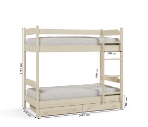 Кровать двухъярусная Антошка 90*200, массив сосны