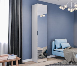 Шкаф-пенал Милан СБ-3255 Серый с зеркальным фасадом