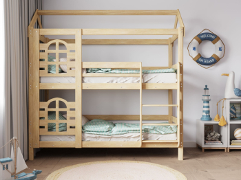 Двухъярусная кровать домик Бэби люкс 80х190