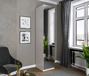 Шкаф-пенал МАКС 500  с зеркалом Белый/МДФ Белый матовый