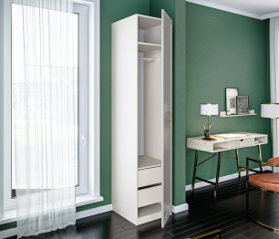 Пенал Макс с двумя ящиками с фасадом Ассоль Кашемир серый