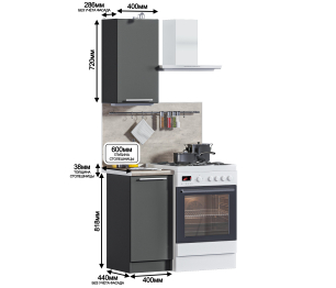 Кухонный гарнитур Ангелина-180/1 Диамант серый