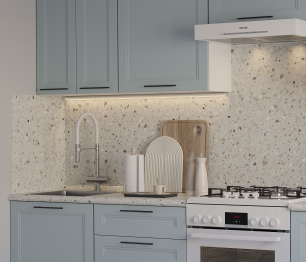 Кухонный гарнитур Регина Белый/МДФ Modern Серый 2,4 м