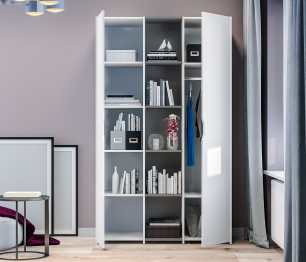 Шкаф 2 дверный Mika / Мика СБ-3273 Белый,Серый/Белый