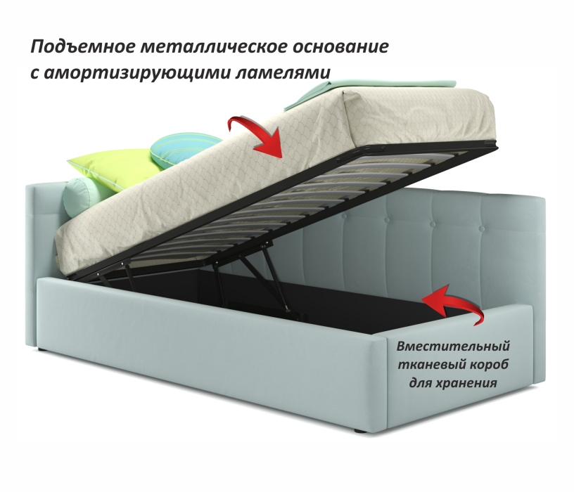 Мягкая кровать, Односпальная кровать-тахта Bonna 900 с подъемным механизмом и матрасом ГОСТ