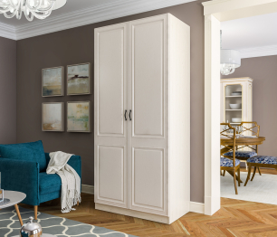 Шкаф 2 дверный Гранд / Ливерпуль СБ-3511 Дуб Приморский Белый/МДФ Классика Светлый